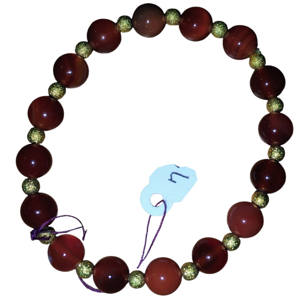 Hand Crafted Red Onyx Beaded Bracelet